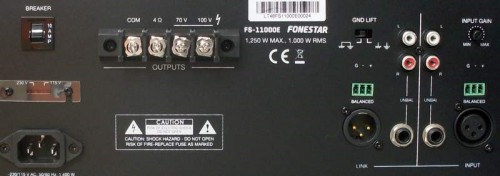 Fonestar FS-11000E - monofoniczny wzmacniacz mocy do dystrybucji 70 i 100 V / 4 Ω