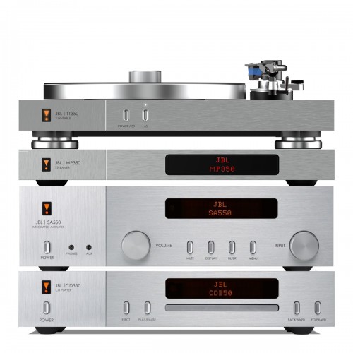 JBL SA550 Classic wzmacniacz stereo + JBL CD350 Classic odtwarzacz CD + JBL MP350 Classic odtwarzacz sieciowy + JBL TT350 Gramofon - wysokiej jakości zestaw stereo!