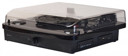Denver VPL-230 - Gramofon z wbudowanymi głośnikami, Bluetooth, USB i gniazdem kart SD i MP3, czarny