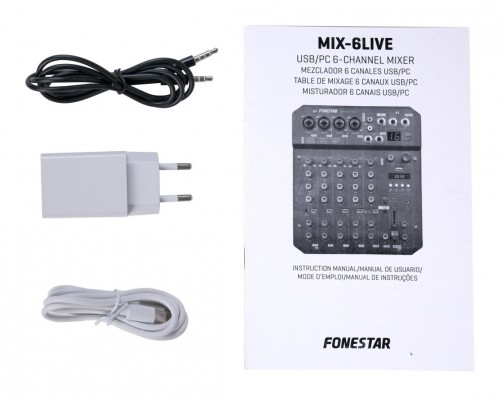 Fonestar MIX-6LIVE - 6-kanałowy mikser stereo z funkcją przesyłania strumieniowego na żywo