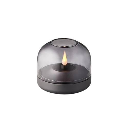 Kooduu - Lampa oliwna i świecznik LED Glow 08, Przydymiony szary - 2w1