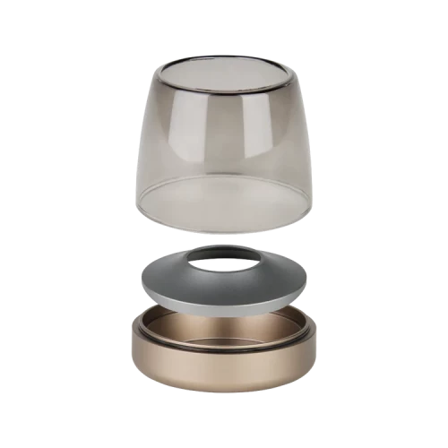Kooduu - Lampa oliwna i świecznik LED Glow 10, Przydymiony szary - 2w1