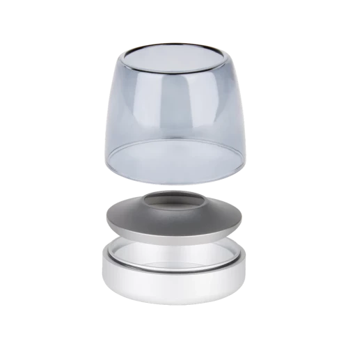 Kooduu - Lampa oliwna i świecznik LED Glow 10, Matowe srebro - 2w1