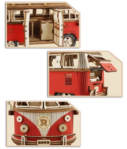 Puzzle 3D drewniane model samochodu Volkswagen VW T1 