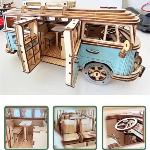 Puzzle 3D drewniane model samochodu Volkswagen VW T1 