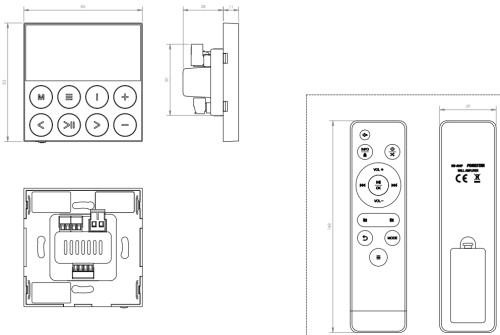 Fonestar KS-AMP - Miniwzmacniacz ścienny z BT/USB/FM, 2 x 15 W