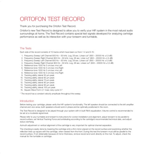 Ortofon Test Record - Testowa płyta winylowa 12\