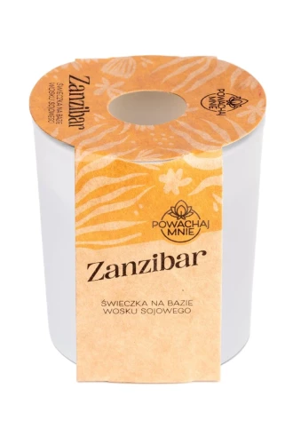 Naturalna świeczka \Powąchaj mnie\ o zapachu Zanzibar 130ml biała