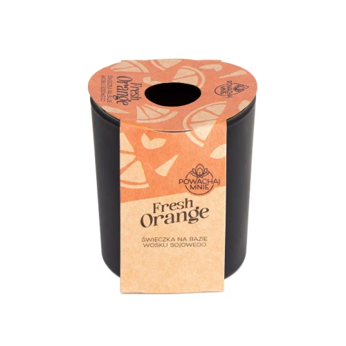 Naturalna świeczka \Powąchaj mnie\ o zapachu Fresh Orange 130ml czarna