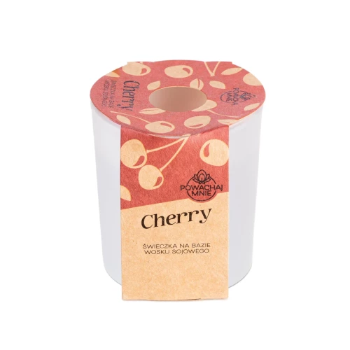 Naturalna świeczka \Powąchaj mnie\ o zapachu Cherry 130ml biała