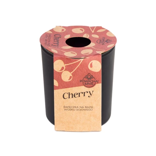 Naturalna świeczka \Powąchaj mnie\ o zapachu Cherry 130ml czarna