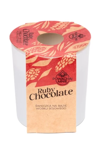 Naturalna świeczka \Powąchaj mnie\ o zapachu Ruby Chocolate 130ml biała