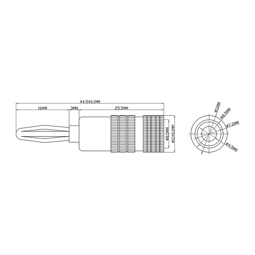 Para wtyków bananowych BAN-PLUG 4mm, złocone, pod przewód max.4mm2 - 2 śruby